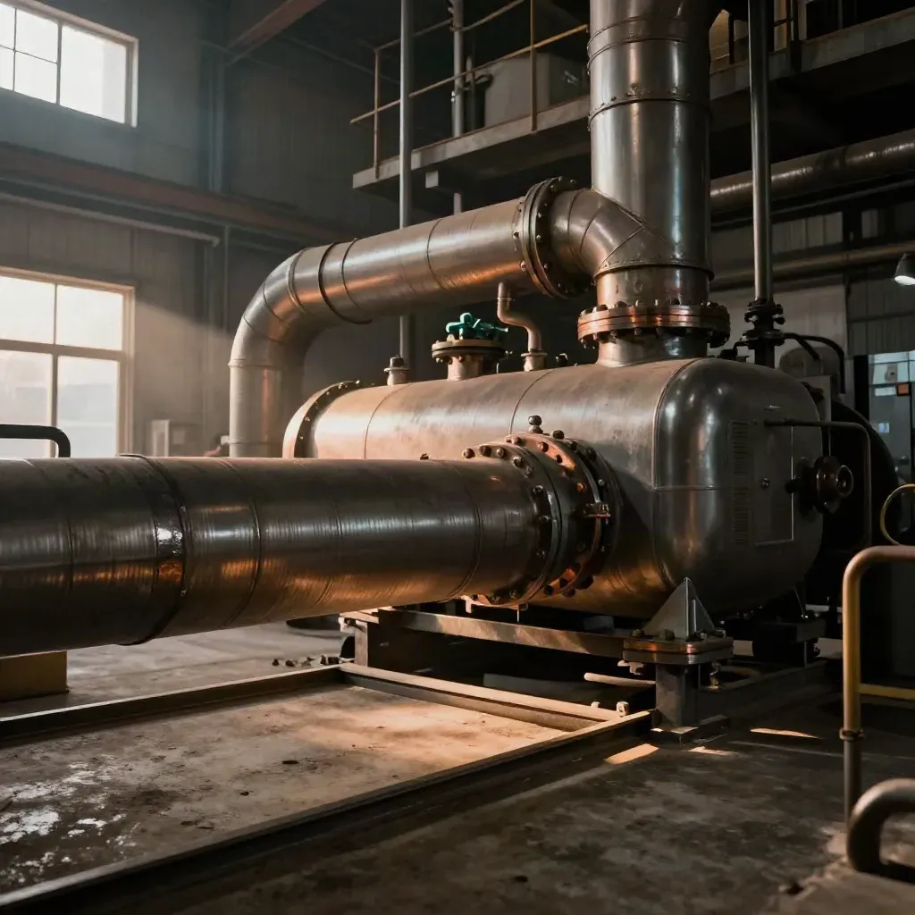 Furnace bay with waste-heat recovery bridge, buffer tank, and insulated return manifold